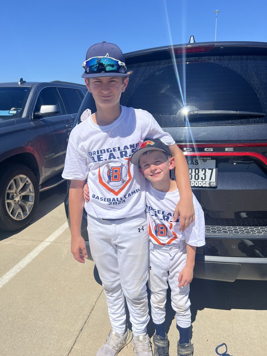 kinderJessSouth's tweet photo. Bridgeland baseball camp for big bros last week and softball camp for little sister this week. We’ve had a busy summer so far @BridgelandBsb @Bridgeland_SB https://t.co/cSaSBvNwS7
