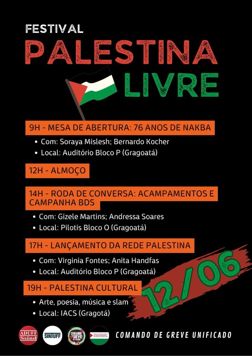 ATIVIDADE DE GREVE UFF NITERÓI 
#PalestinaLivre #greve #GreveNasFederais #EducacaoNoOrcamento