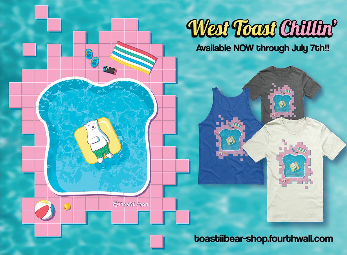 My limited edition summer merch design is here, ✨ West Toast Chillin'!✨ It's available through July 7th at toastiibear-shop.fourthwall.com ❤️

#SummerVibes #SummerStyle #Fourthwall #Merch