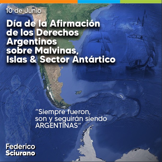 🇦🇷 10 de junio: Día de la Afirmación de los Derechos Argentinos sobre las Islas Malvinas, Georgias y Sándwich del Sur y Espacios Marítimos e Insulares correspondientes.

195 años de la creación de la Comandancia Política y Militar de Islas Malvinas y adyacentes al Cabo de Hornos.