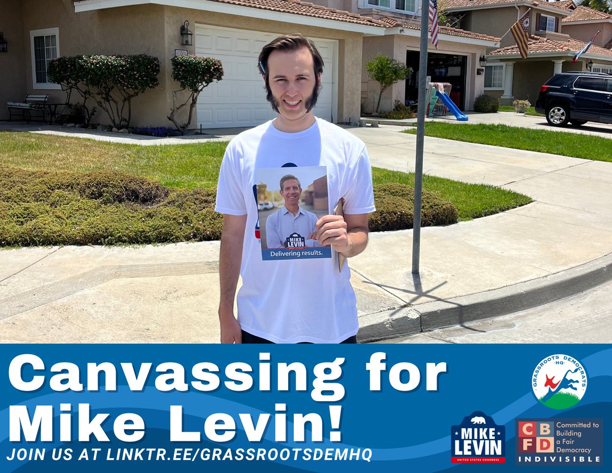 GrassrootsDemHQ's tweet photo. Great day knocking doors in San Diego to make sure voters re-elect @MikeLevin in 2024!
Help us #DefendtheBlue in CA-49 by signing up to volunteer! Link in bio🧑💻 https://t.co/c8tvZpIjcc