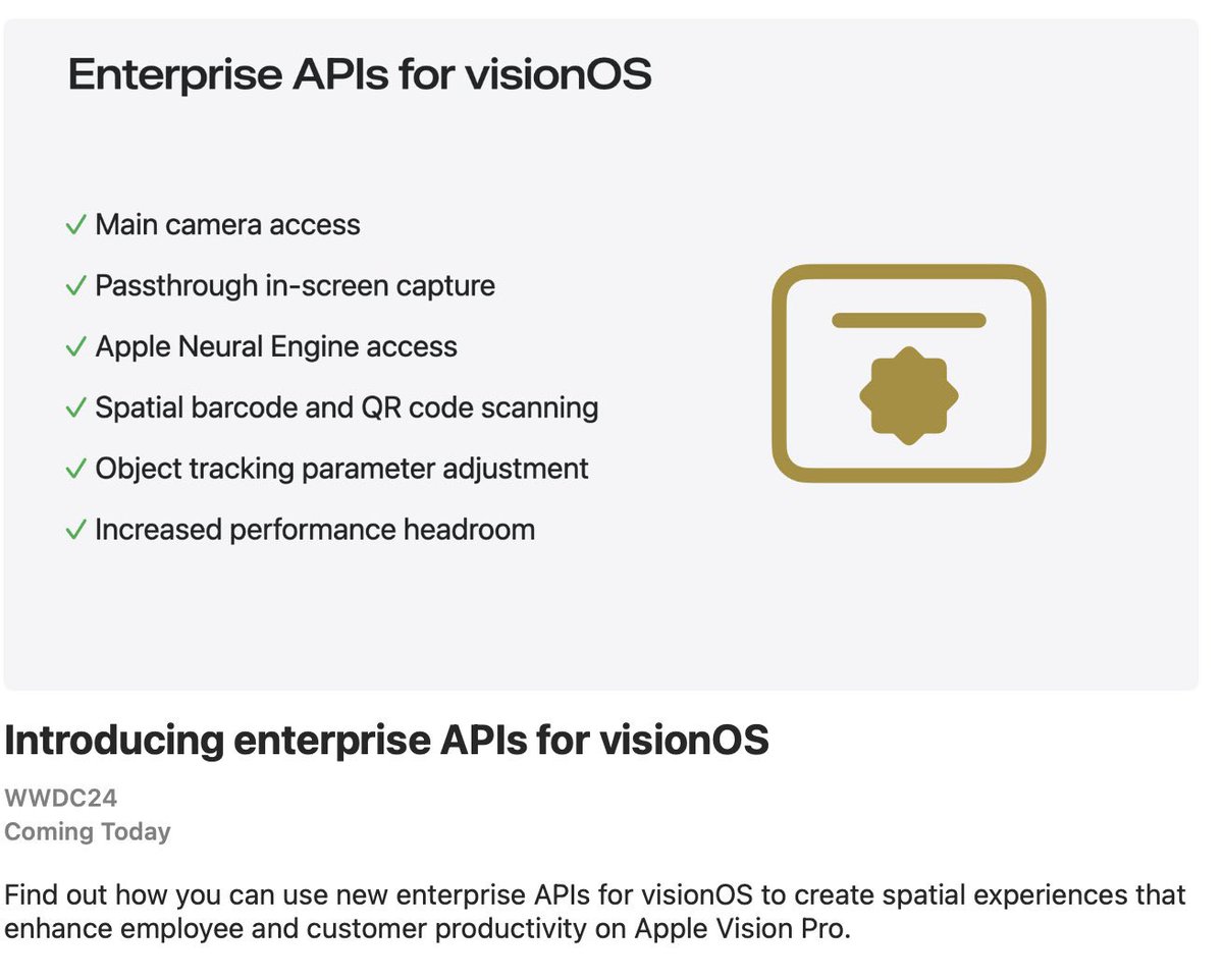 cixliv's tweet photo. “Main camera access” for visionOS.

Apple is now more open than “Open Platform” Meta. Lol. https://t.co/SeJxIKmzD1