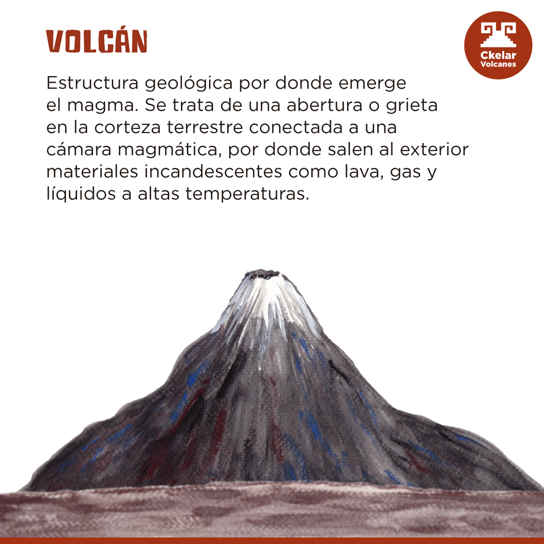 MemoriceCkelar ¿Qué es un #volcán? 🧐🌋 Es una estructura geológica, una  abertura en la corteza terrestre conectada a una cámara magmática, por  donde emerge el magma a la superficie. #Conocimientovolcánicoquesecomunica., image size:1080x1080