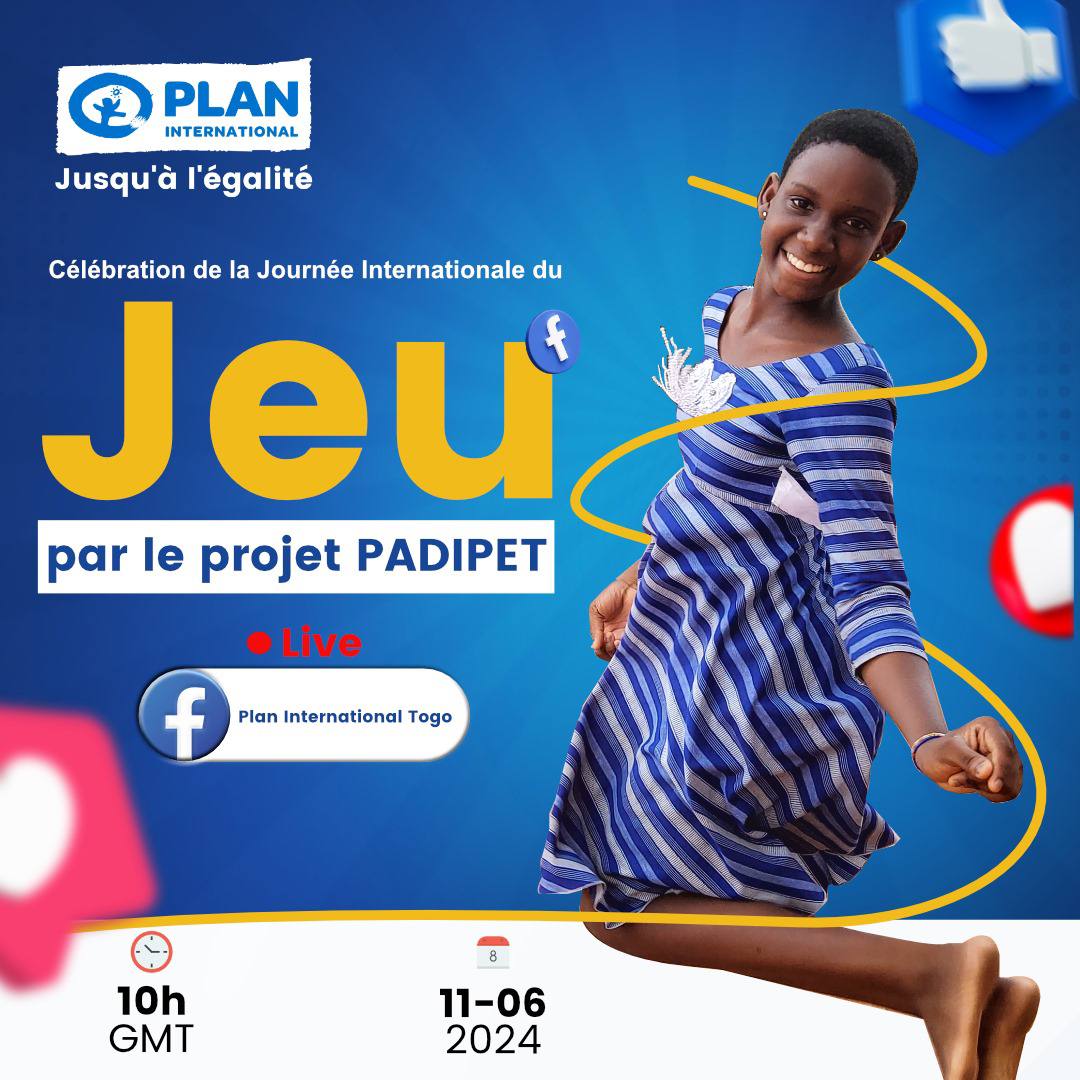 PlanIntTogo's tweet photo. Demain nous vous donnons RDV à 10H pour un 📍LIVE Facebook sur Plan International Togo, afin de célébrer la 1ère édition de la Journée Internationale du Jeu avec le projet PADIPET 

#LiveFacebook #PADIPET #TogoLeadsEquality #TgTwittos https://t.co/TH27FlPM8h