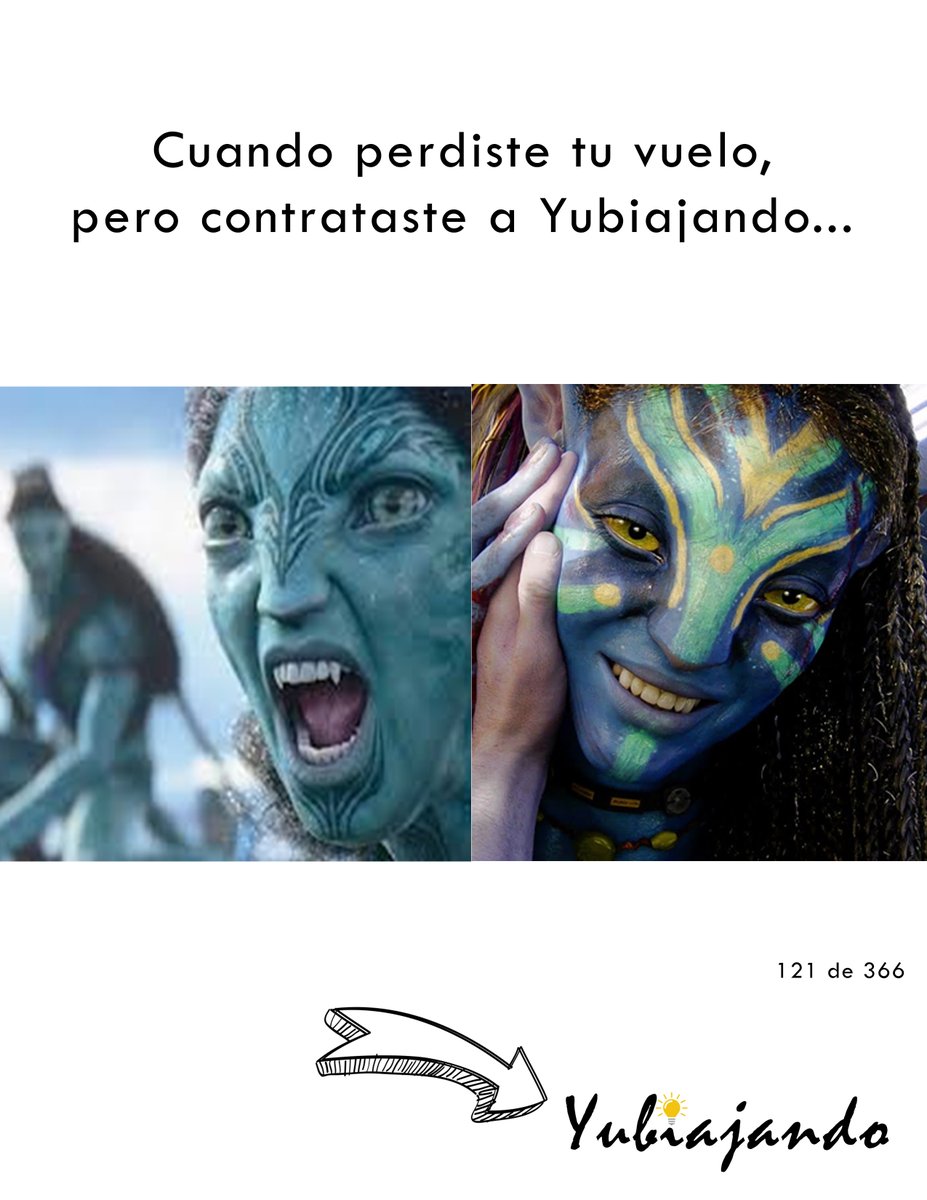 Yubiajando's tweet photo. Porque te ayudamos a tener flexibilidad en tu tarifa
121 de 366
#yubiajandosiemprecontigo #366frases #agenciadeviajes
#viajes #travel #avatar #vuelo #tarifaflex https://t.co/CA6UpRh3fT