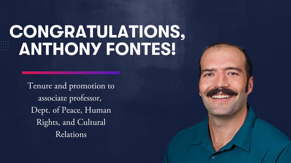 AU_SIS's tweet photo. Congratulations to SIS professor Anthony Fontes! Anthony, a member of the SIS Department of Peace, Human Rights &amp; Cultural Relations, recently received tenure and a promotion to associate professor. @phrcrsis, @research_sis https://t.co/97fvb9JelG