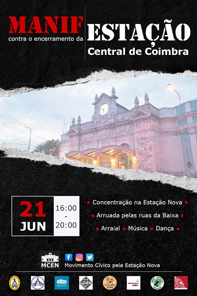 Toda a gente chamada à Estação Central de Coimbra no próximo dia 21 de Junho, a partir das 16h!