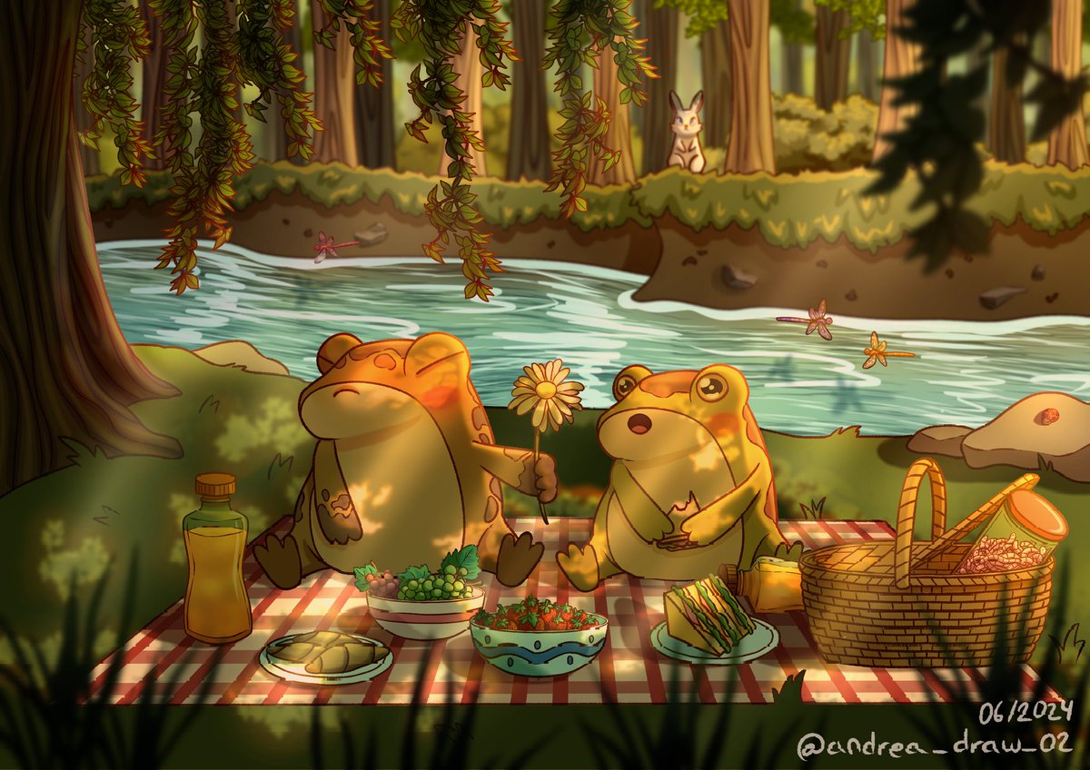 andrea_draw_02's tweet photo. FROGS AT A PICNIC
.
.
.
#frog #frogs #picnic #frogdrawing #picnicdrawing #rana #draw #drawing #art #forest #forestdrawing #digitalart #digitalpainting #dibujodigital #cartoonart https://t.co/iyz77H2OwZ