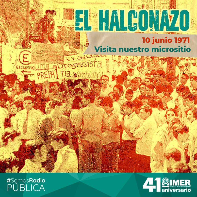 A 53 años del "Halconazo", uno de los sucesos represivos más deshonrosos que se han vivido en México.🕊️

Escucha los testimonios de <a href="/Taibo2/">Paco Taibo2📝</a> y de diferentes personas que vivieron de cerca la matanza y la persecución del Jueves de Corpus, en el micrositio imer.mx/micrositios/50…