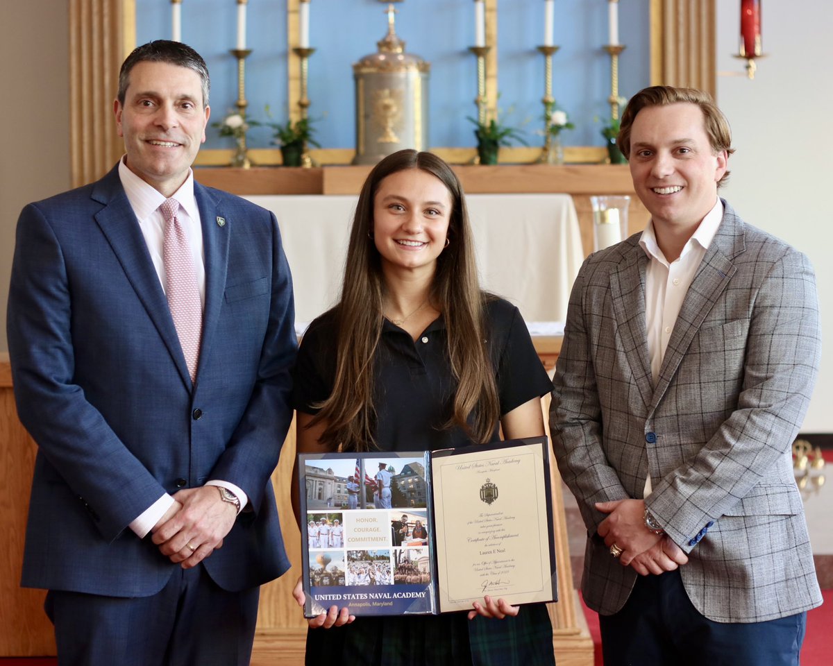 Lauren Neal ’24, was presented today with an offer of appointment to the <a href="/NavalAcademy/">U.S. Naval Academy</a> with the Class of 2028. Mr. Pat Taylor, a 2014 U.S. Naval Academy graduate and current Blue and Gold Officer who supports admissions efforts in this area, was on hand for the presentation.