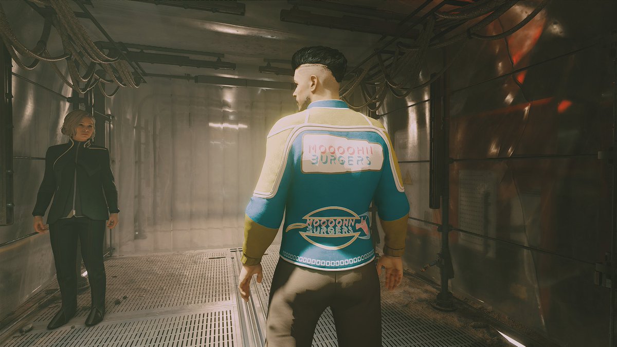 greenfoxel's tweet photo. So, I started making outfits with the new Starfield CK.
Brahmin Burgers from @ConcordStories has now a new outlet in space: MOOOOHN BURGERS. #starfield #starfieldmodding😃 https://t.co/pKzAZtX9Fb