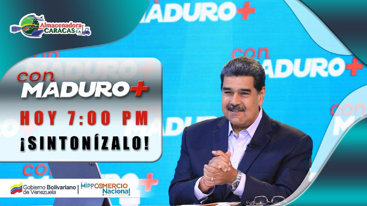 almacaracas's tweet photo. ¡La cita es hoy a las 7:00 pm a través de medios, redes y paredes! 🖥️📲

Únete a las diferentes plataformas y sintoniza el programa 'Con Maduro +' conducido por el presidente constitucional @NicolasMaduro

¡No te lo pierdas! 🇻🇪

#NicoTieneLasRiendas https://t.co/fVCzVCAfRk