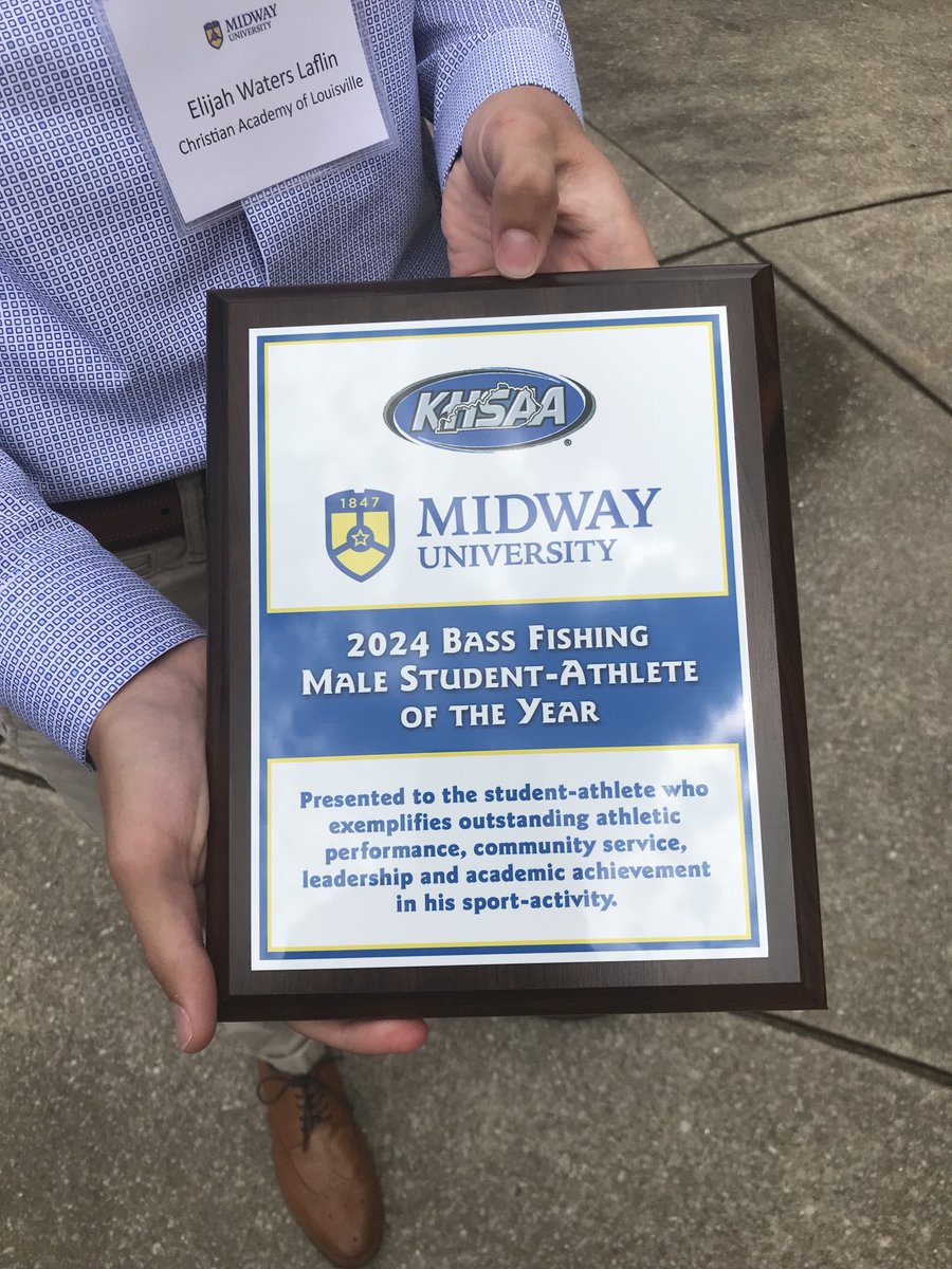 CALBassFishing's tweet photo. It was great to there to support our own ⁦@ElijahLaflin⁩ last week as he received his award as the 2024 ⁦@KHSAA Midway University Bass Fishing Male Student Athlete of the Year! https://t.co/alqhp73m60