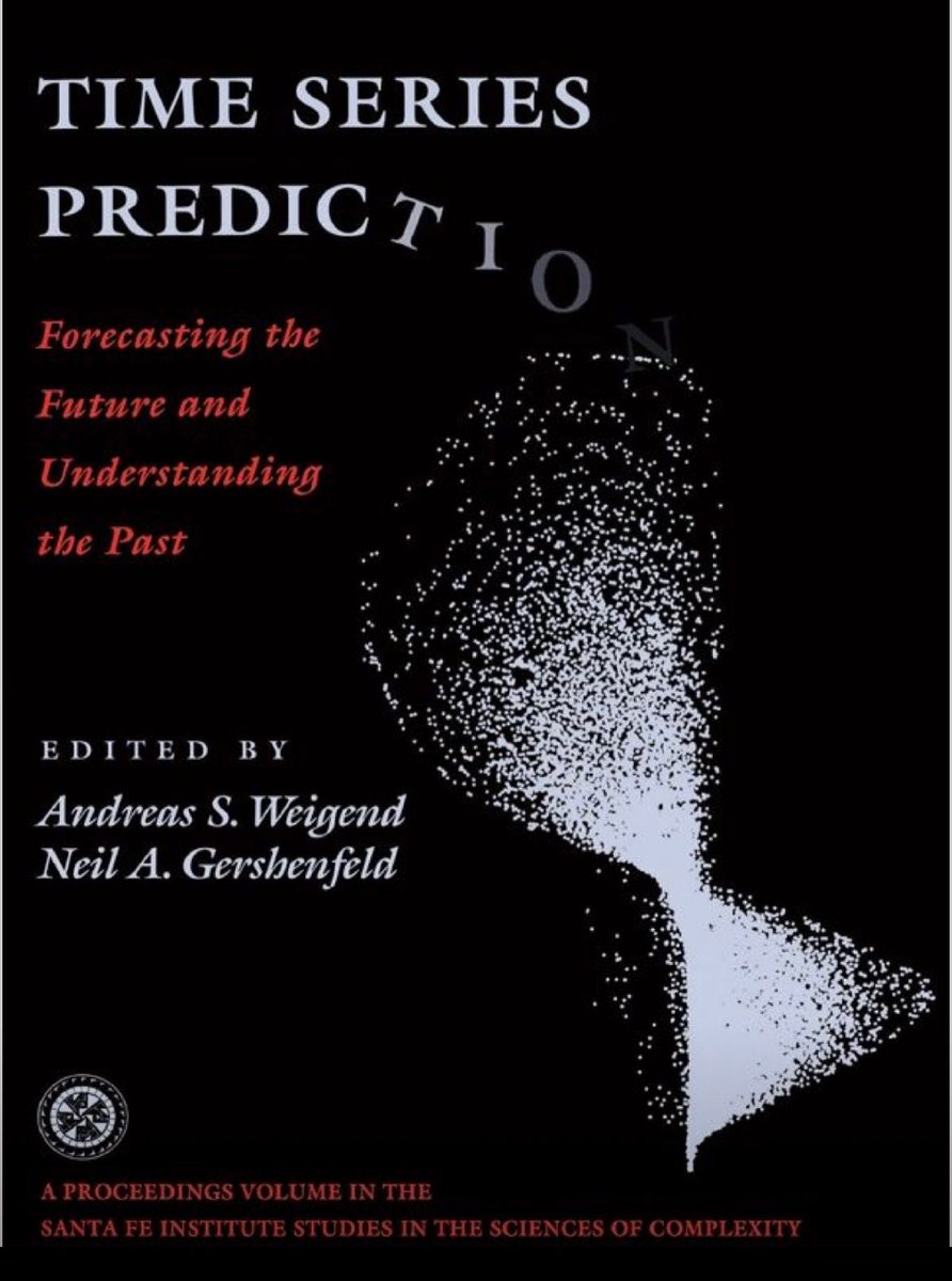 predict_addict's tweet photo. One of the early time series forecasting competition was held in 1991 by physicists at Santa Fe institute and by this day it remains the most serious time series competition that has resulted in 630+ pages book.

Competition included 6 rather hard datasets from diverse subjects:

- physics laboratory experiment describing fluctuations in a far-infrared laser

- physiological data from a patient with sleep apnea (heart rate, chest volume, blood oxygen and EEG sleeping state)

- high frequency currency exchange data

- synthetic series designed for the competition 

- astrophysical data from a variable star

- a fugue. Bach’s unfinished fugue from The Art of Fugue. 

Compared to M competitions that mostly employed very short time series (less than 100 values) and focused on primitive linear models in Santa Fe all the successful solutions were fundamentally non linear and required much more expertise and manual control. 

The competition was won by machine learning neural network and state space reconstruction method. 

The Santa Fe competition also asked participants to include error bars to indicate uncertainty around the forecasts that M competitions didn’t have … until 2018, almost 30 years after the Santa Fe competition had probabilistic forecasts. 

Some Santa Fe dataset examples in comments. 

#timeseries #forecasting