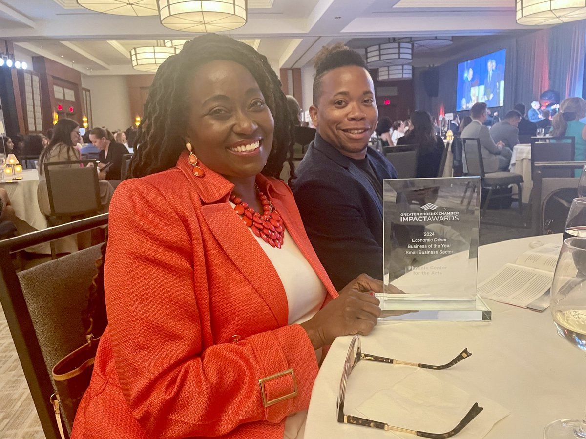 PhxCenterArts's tweet photo. BIG news! 📰 Phoenix Center for the Arts won the @phxchamber 2024 IMPACT Award for Small Business Economic Driver! We're honored to be recognized for our BIPOC Arts program, employing 40+ artists, and engaging 9K+ participants. Thank you for your support! 📷#IMPACTAwards24 https://t.co/tUqKesiH6Q