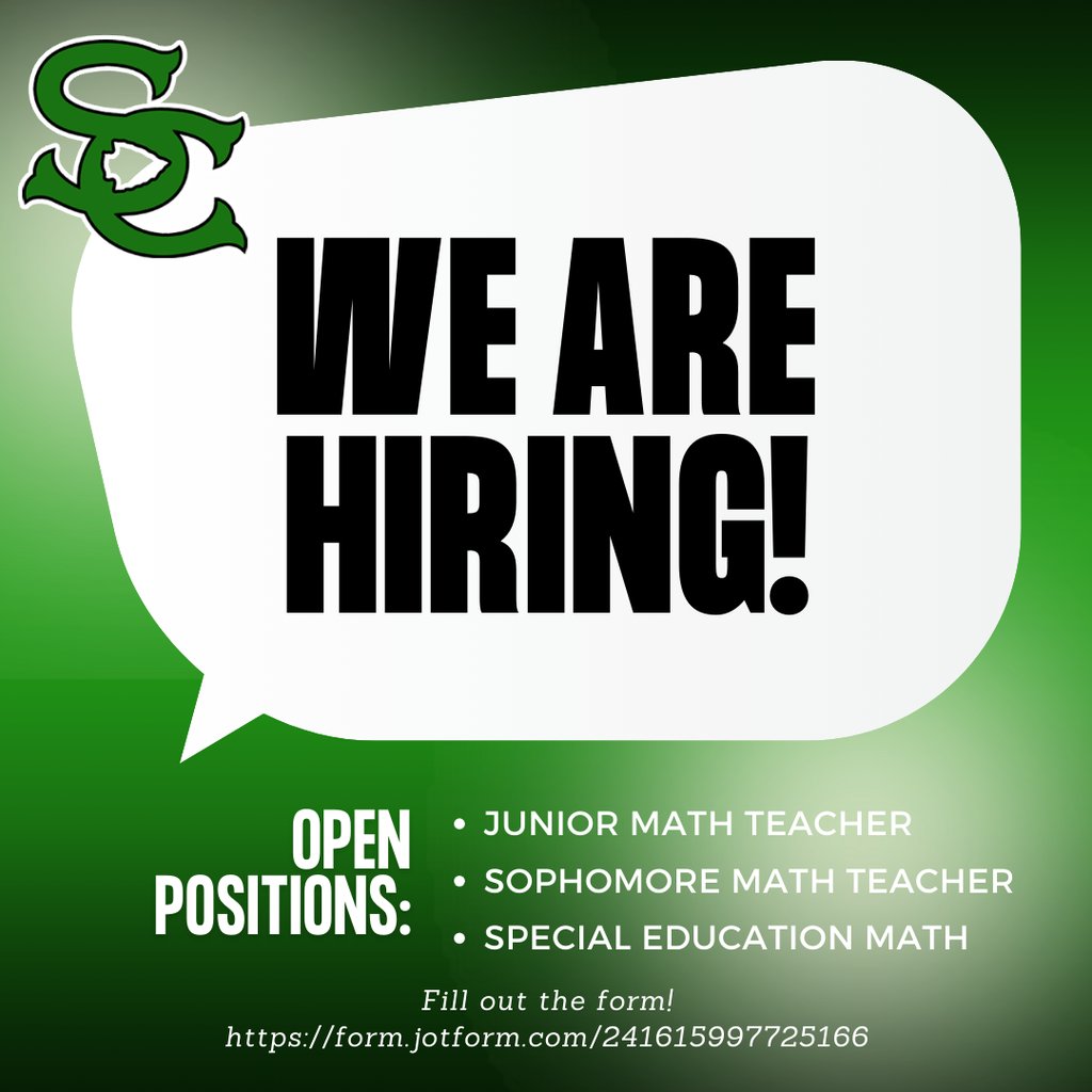 Seminole High School is hiring! Please click on the link below and fill out the form to get access to our application! Looking forward to having you join our Chieftain Family!

form.jotform.com/241615997725166