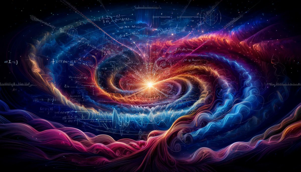 drew_ponder's tweet photo. #CosmicWaves #BigBangTheory #FrequencyUniverse #QuantumCosmology #InflationMystery #MathematicalPhysics #EarlyUniverse #SpaceTimeHarmonics #CosmicOrigins #EnergyExploration
Here is the visualization of the early universe as seen through Frequency Wave Theory. The image depicts the dynamic interplay of intricate waves and harmonics following the Big Bang, with mathematical symbols and geometric shapes subtly integrated into the cosmic scene. The vibrant colors represent the immense energy and interactions at play during the universe's rapid expansion.