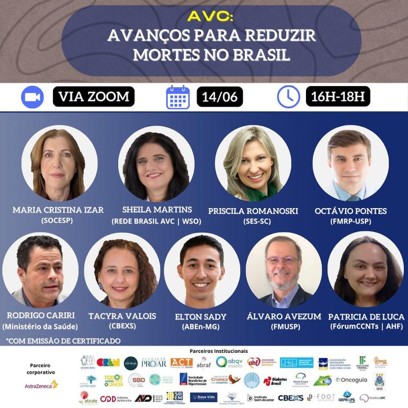 AHFbrasil's tweet photo. Conheça os últimos avanços em prevenção e tratamento do AVC, desafios, e como acessar programas no #SUS.

Presenças confirmadas: lideranças do Ministério da Saúde, Rede Brasil AVC, WSO, CEBXS, ABEn, FMRP-USP, SOCESP.

Inscrições gratuitas: https://t.co/VVQCpU0Rdd https://t.co/J5KmiFWziG