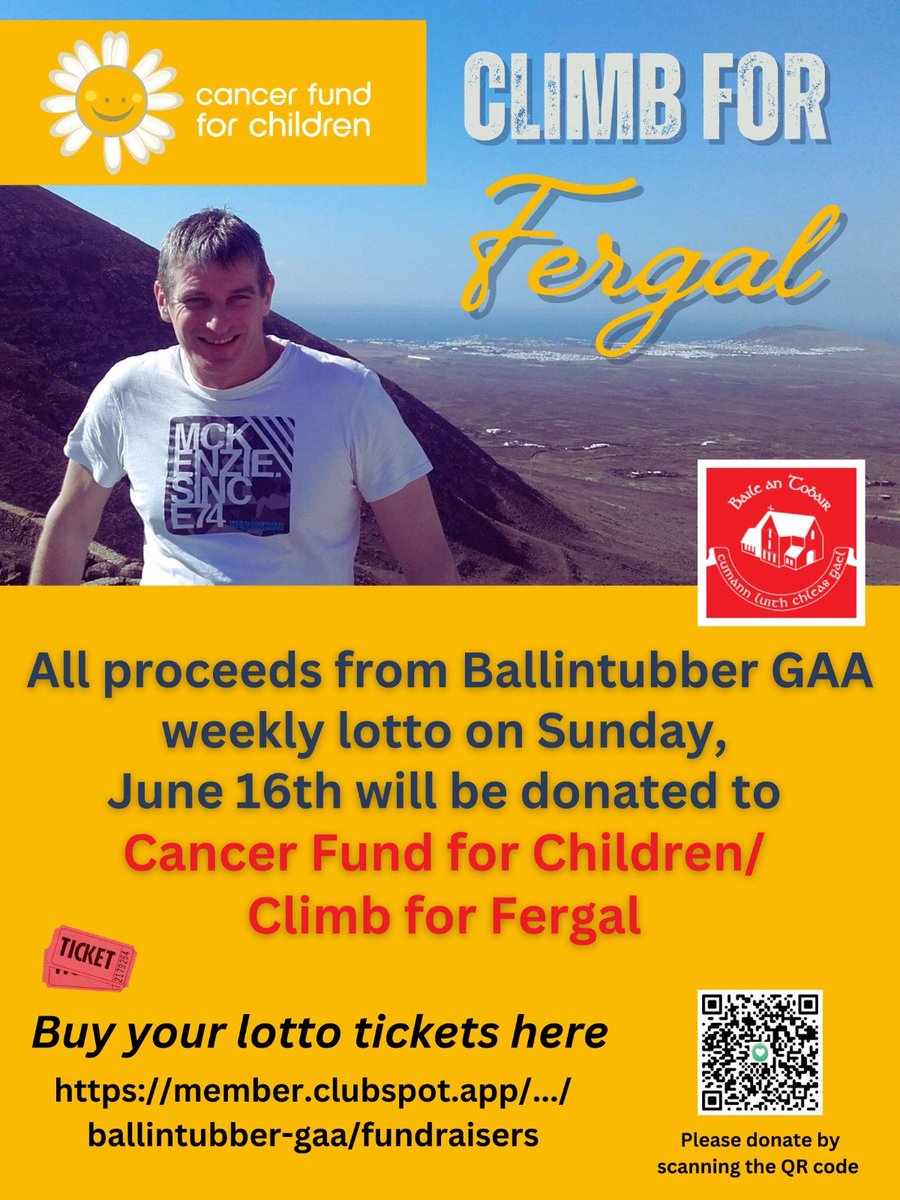 Our lotto proceeds this Sunday will be in aid of <a href="/Cancerfund/">Cancer Research</a> 

This charity are currently building the Daisy Lodge respite centre in Cong, which will provide extremely valuable short stays to children with cancer and their families.

Play at: member.clubspot.app/.../ballintubb…