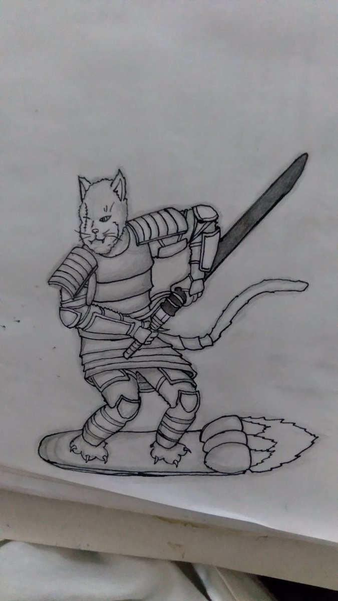 micaelmon667's tweet photo. @drytski O irmãozinho da minha namorada pediu pra mim desenhar um gato samurai num skate voador, saiu isso aí kk https://t.co/BcrpPxKjox