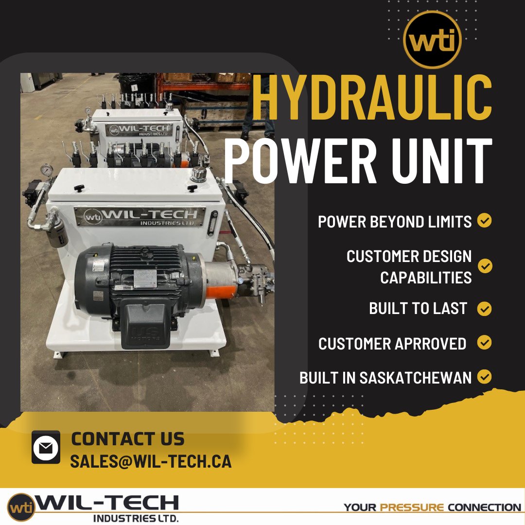 WTI_Canada's tweet photo. Hydraulic Power Units built right here in the province of Saskatchewan!
#HPU #saskatchewan #saskatchewanmade #fluidpower #wiltech https://t.co/5NBjSpOnOI