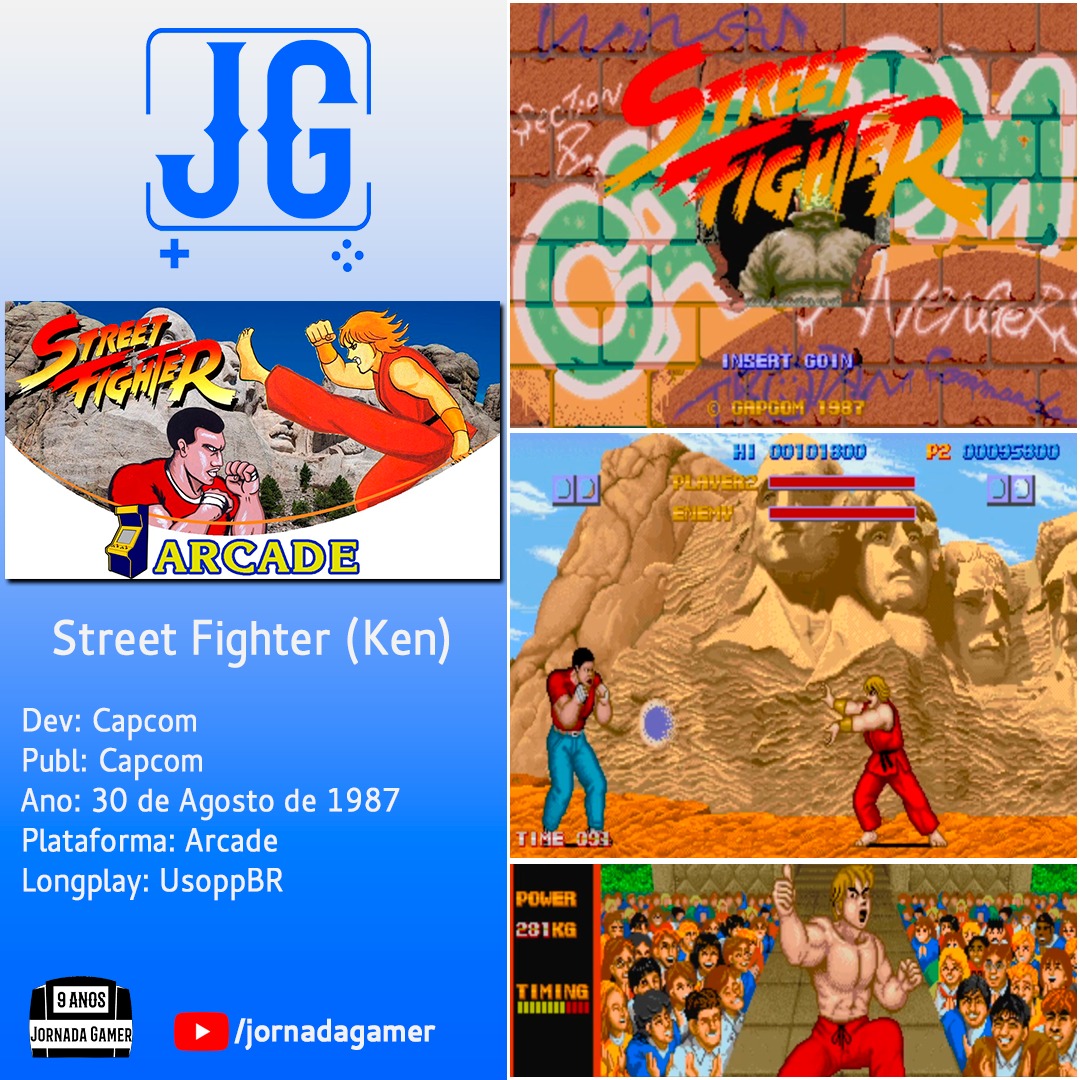 JornadaGamer's tweet photo. [10/06/2024] Disponível no Jornada Gamer

🎮 Street Fighter (Ken)
Dev: Capcom
Publ: Capcom
Ano: 30 de Agosto de 1987
Plataforma: Arcade
Longplay: @UsoppBR

https://t.co/pzu1hPBqe0 https://t.co/e5LeFFAHw6