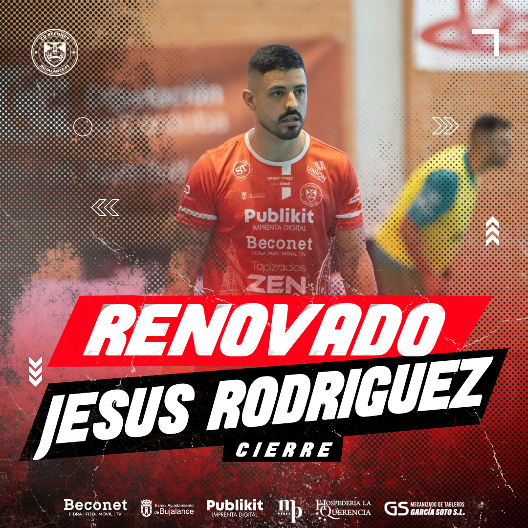 🔴 NOTICIA 🔴

🔁 RENOVACIÓN

Otro jugador que continúa en el equipo una temporada más es Jesús Rodríguez (<a href="/Jesusrb_7/">Jesus Rodriguez</a>).

El cierre cordobés, una pieza trascendental para este nuevo proyecto, aportando veteranía y experiencia.

#VamosBujalance #TodoAlRojo