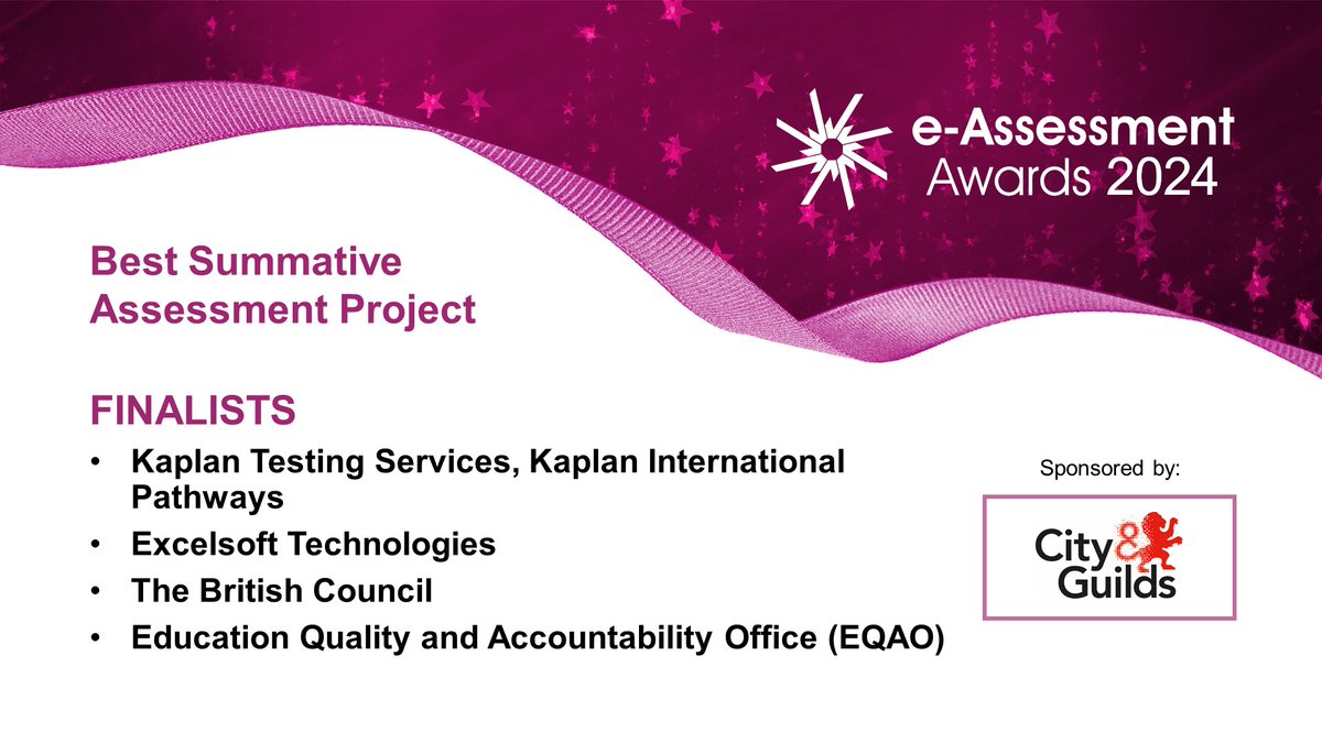 The eAssessment Association (@eassess) on Twitter photo 🏆 Our Awards Gala Dinner is tomorrow night when we'll announce the #eAAwards winners. Good luck to the finalists of the Best Summative Assessment Project sponsored by <a href="/cityandguilds/">City & Guilds</a>: <a href="/KaplanPathways/">Kaplan International Pathways</a> , <a href="/BritishCouncil/">British Council</a>, <a href="/ExcelsoftTech/">Excelsoft Technologies Pvt Ltd</a> and <a href="/eqao/">EQAO</a>
conference2024.e-assessment.com/2024/en/page/f…
#eAAwards 🏆 Our Awards Gala Dinner is tomorrow night when we'll announce the #eAAwards winners. Good luck to the finalists of the Best Summative Assessment Project sponsored by <a href="/cityandguilds/">City & Guilds</a>: <a href="/KaplanPathways/">Kaplan International Pathways</a> , <a href="/BritishCouncil/">British Council</a>, <a href="/ExcelsoftTech/">Excelsoft Technologies Pvt Ltd</a> and <a href="/eqao/">EQAO</a>
conference2024.e-assessment.com/2024/en/page/f…
#eAAwards