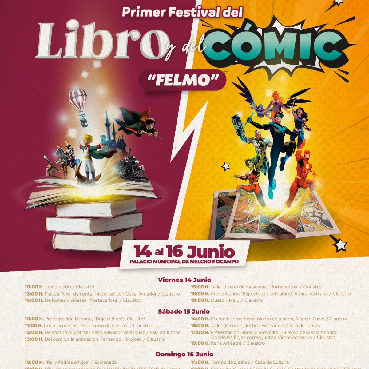 Estaré del 14 al 16 de junio en el PRIMER FESTIVAL DEL LIBRO Y EL CÓMIC "FELMO" en el palacio municipal de Melchor Ocampo. ENTRADA LIBRE.