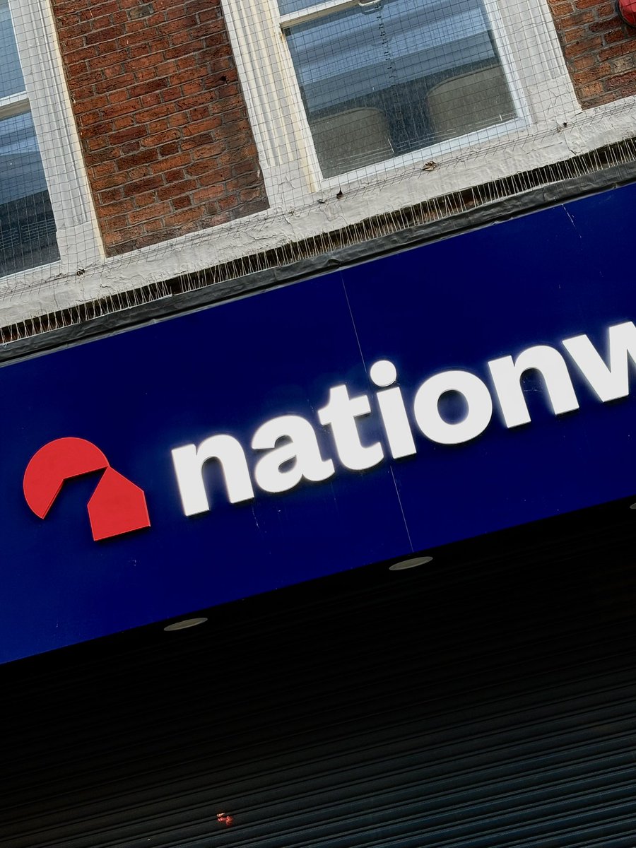 CJSutcliffe's tweet photo. @NickBadley The Nationwide branch on Market St, Manchester, has developed quite an interesting LED fault, that has lit your other half’s name up in lights bizarrely! @NjFunky https://t.co/5EdP8yUpmt