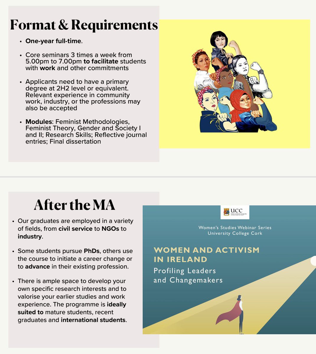 EGeertsPhD's tweet photo. @uccwomenstudies at University College Cork is still recruiting MA students for next academic year. Check out the details below (and also via the website: https://t.co/z1r7lXd8T2). https://t.co/tZfbXkRXNc
