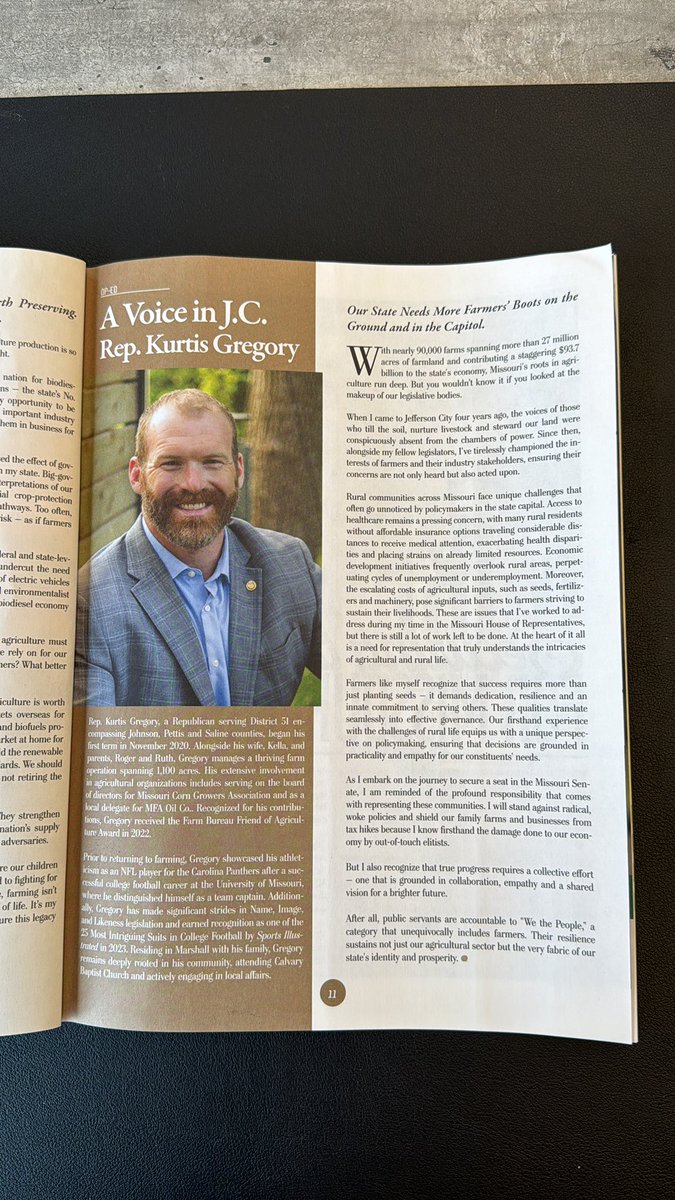 Thanks for the op-ed <a href="/KurtisGregory51/">Kurtis Gregory</a> Our State needs more farmers’ boots on the ground and in the Capitol! I couldn’t agree more my friend! <a href="/missourisoybean/">Missouri Soybeans</a> <a href="/MissouriTimes/">The Missouri Times</a>