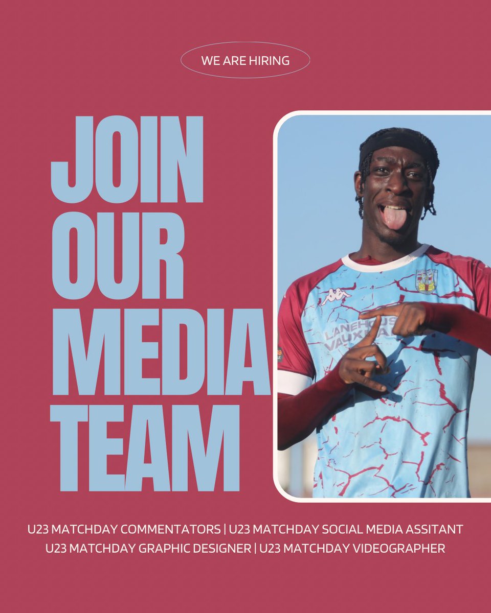 theterras's tweet photo. WE ARE HIRING 👥

Kick start your career in football and join our exciting and growing media team ahead of the 24/25 season. 

Roles available: 
🎙️U23 Matchday Commentator
📲 U23 Matchday media assistant 
🎨 U23 Graphical Designer 
📹 U23 Matchay Videographer 

To apply please send: Relevant Experience | Show Reel (if you have one) with the role you are applying for to: 

media.manager@weymouthfootballclub.co.uk