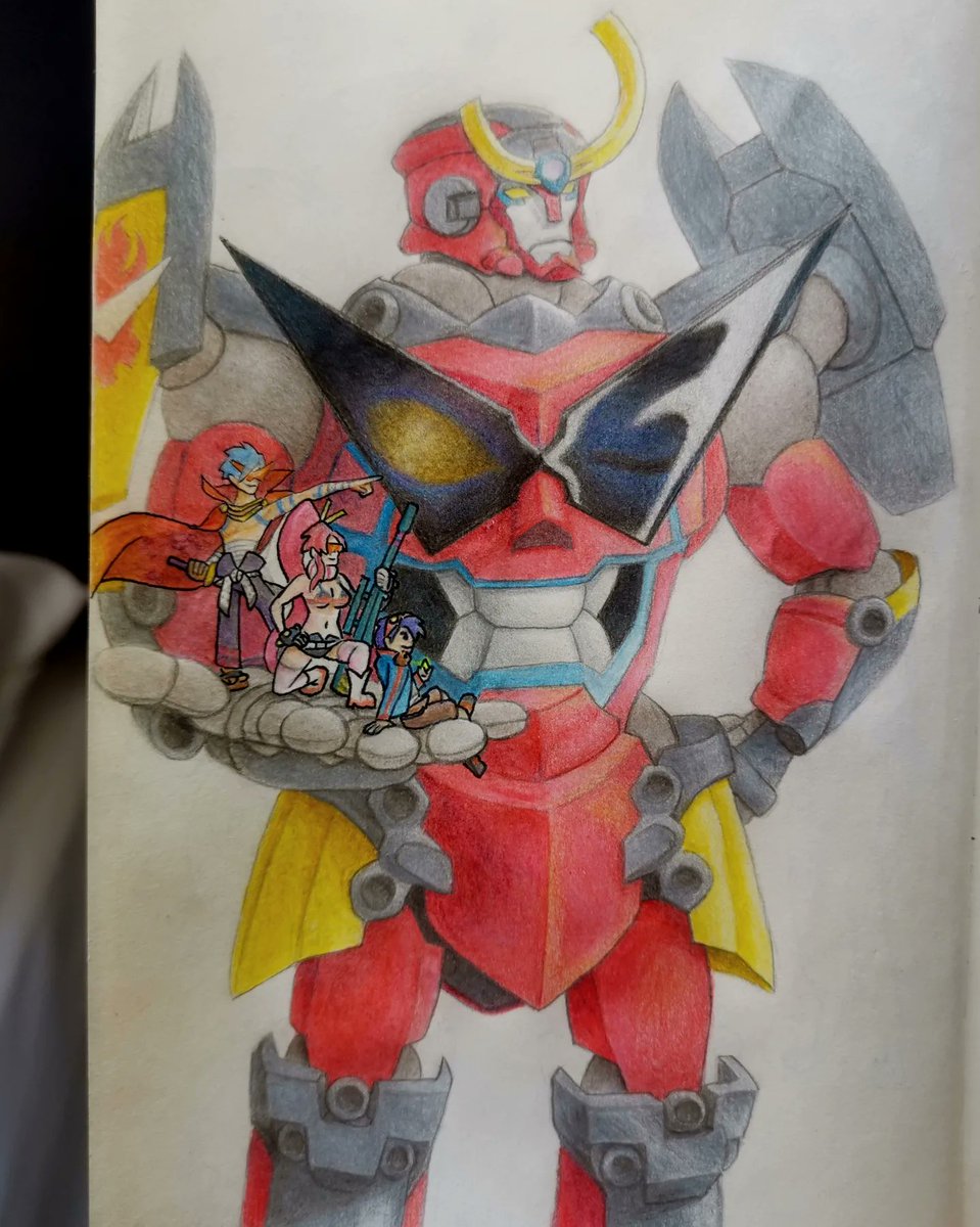 ice_aart's tweet photo. Un dibujo a lápiz de mi mecha favorito, el poderoso Gurren Lagann https://t.co/u1Vc8nXN3a