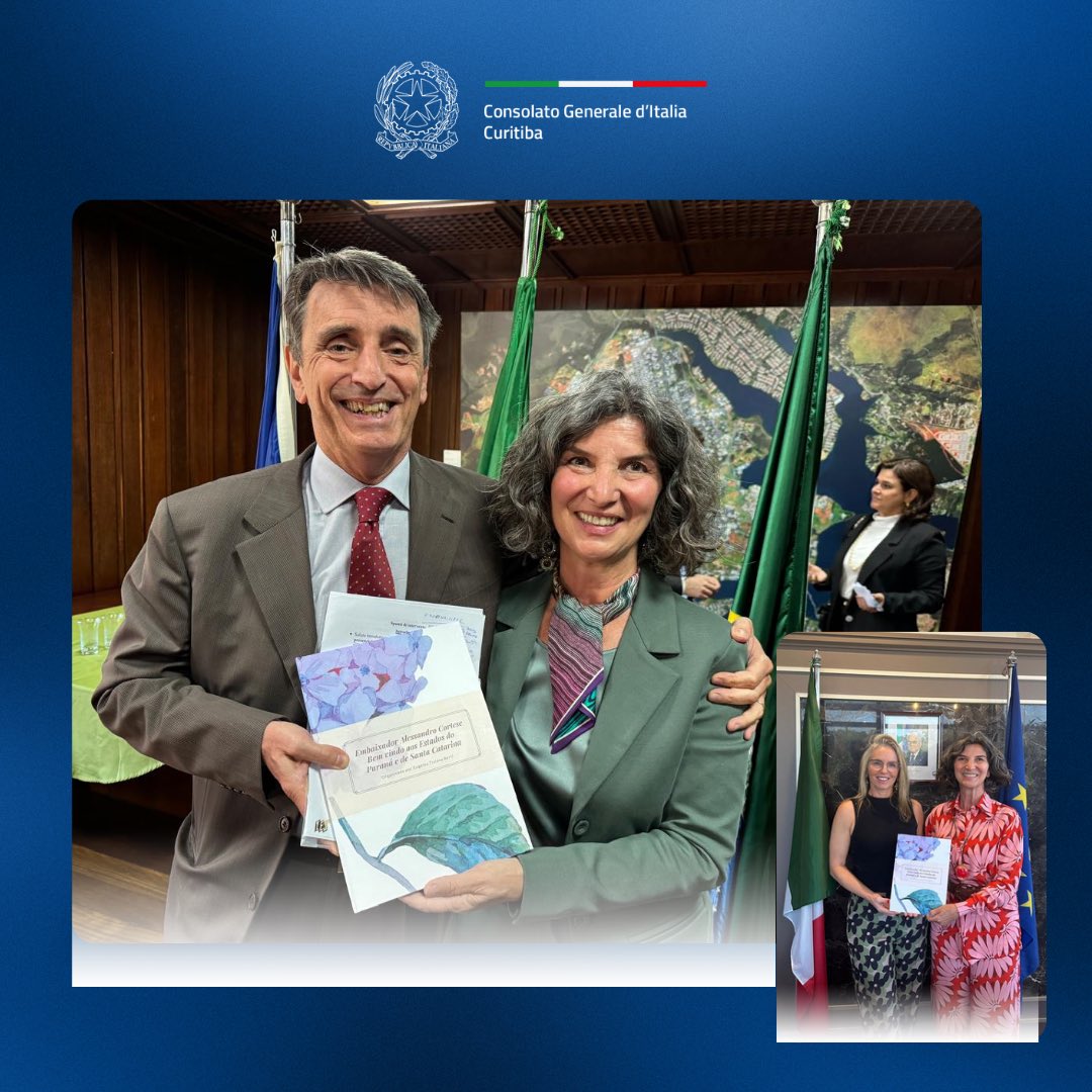 Do Consulado ao nosso querido Embaixador Alessandro Cortese <a href="/ItalyinBrazil/">Italy in Brazil</a> um presente de agradecimento pela sua visita em Dezembro passado de 2023 aos Estados de PR e SC. Hoje, por ocasião da reunião consular do sistema, foi entregue a homenagem.