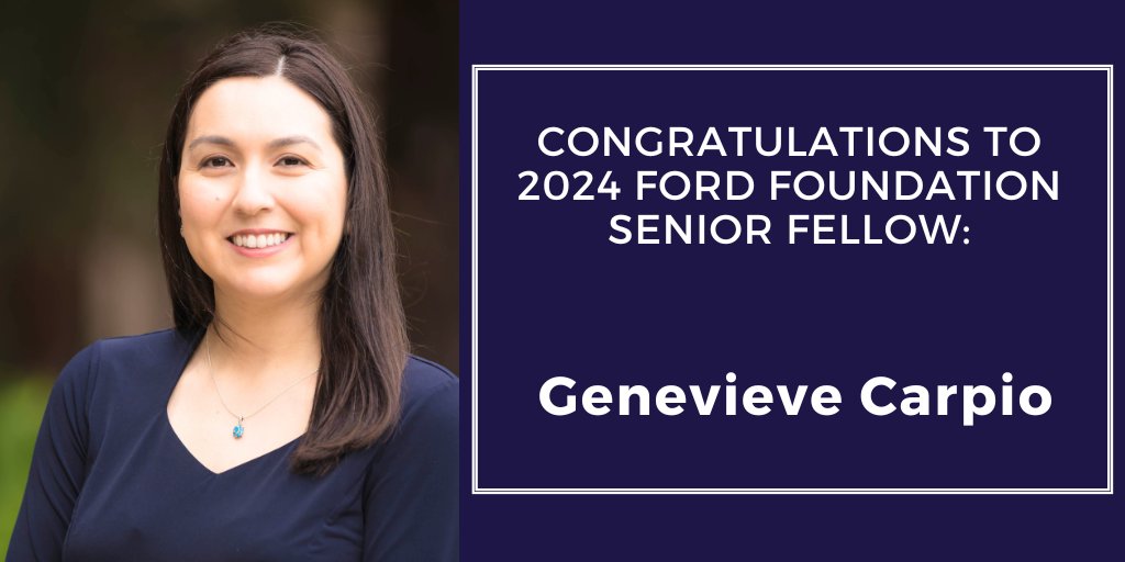 Congratulations to 2024 Ford Foundation Senior Fellow, Genevieve Carpio, Associate Professor, Chicana/o and Central American Studies at <a href="/ucla/">UCLA</a> 

ow.ly/XJAv50Sejru