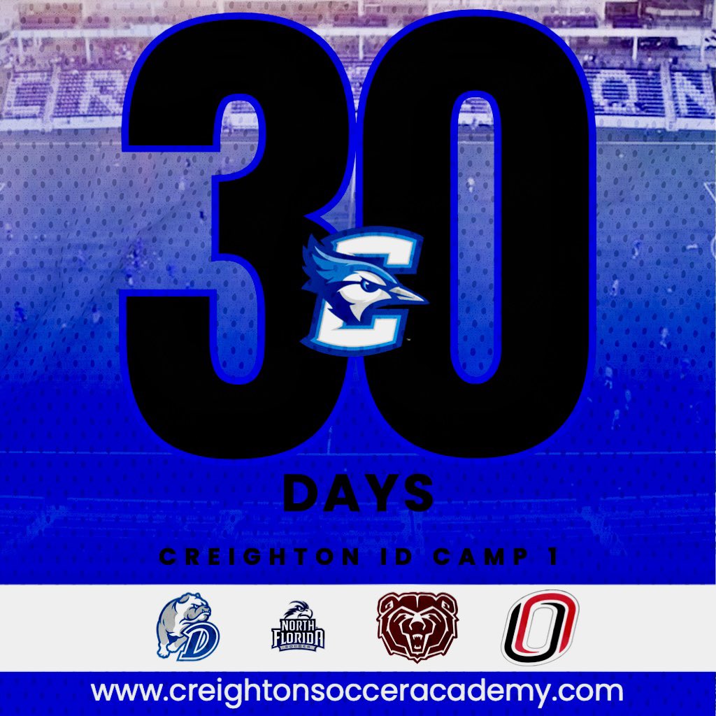 30 days out from our First ID camp of the summer. A fantastic lineup of staff here at Morrison stadium. 

Sign up now and don’t miss out. 

creightonsocceracademy.com