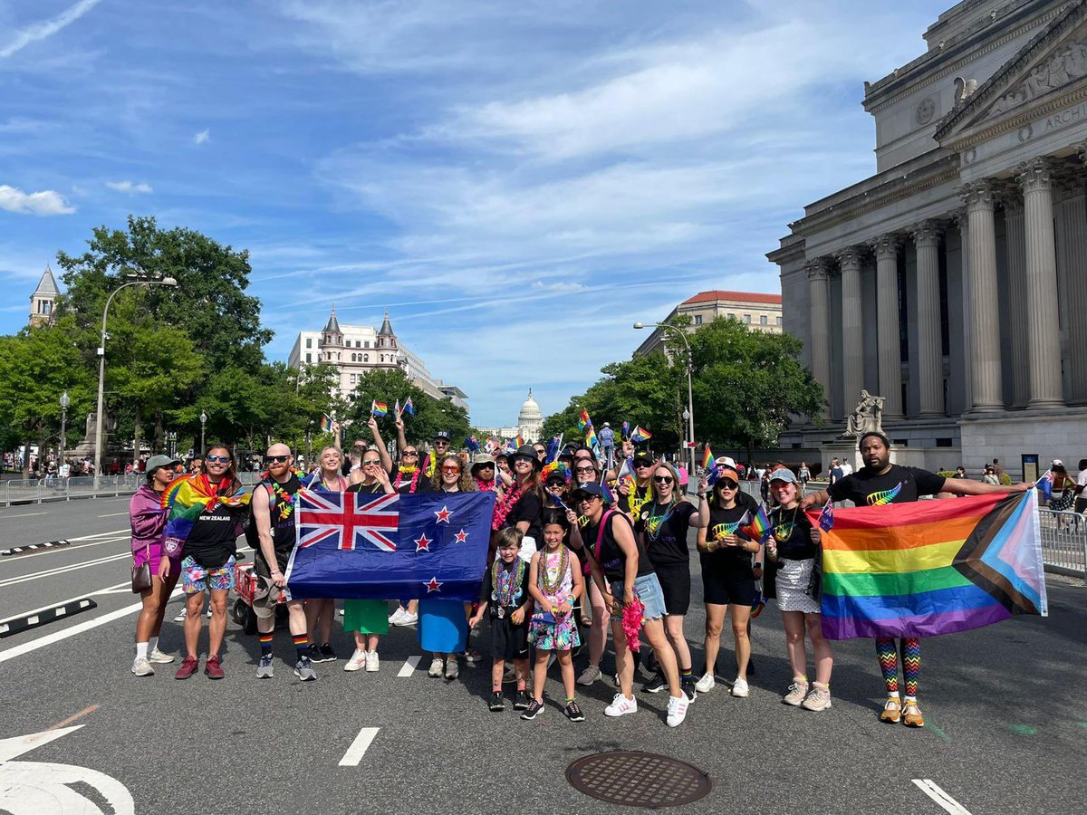 The New Zealand Embassy Team in Washington DC were proud to participate in <a href="/CapitalPrideDC/">Capital Pride</a> on Saturday! It was a #TotallyRadical celebration of love, diversity and equality 🌈 #pride2024