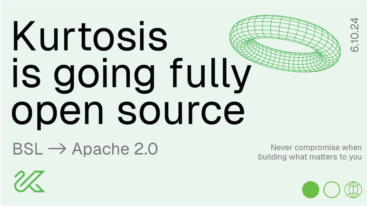 KurtosisTech's tweet photo. We're excited to announce that Kurtosis is now fully open-source under the Apache 2.0 license! 🦢✨

(1/4) https://t.co/Z09mrzovH5