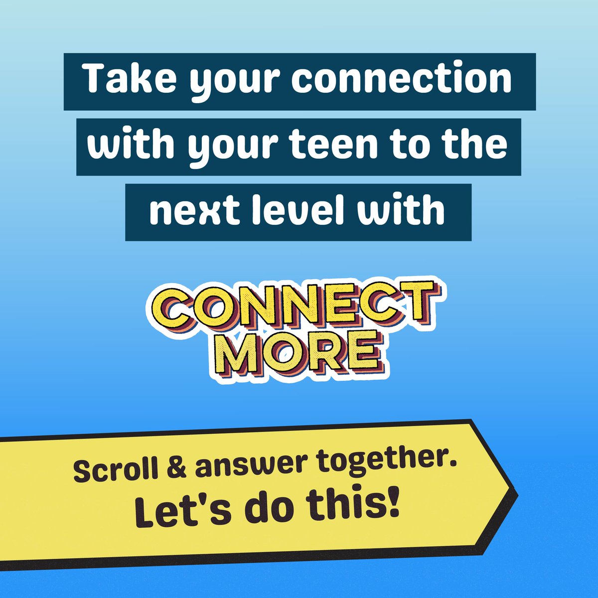 FwdTogetherCO's tweet photo. Elevate your bond with your teen! Dive into Connect More: swipe to answer the questions, jot down your responses, and compare your answers. For more fun, play the whole game online.

https://t.co/Jr8zjJtO2I https://t.co/4zzifcsjUV