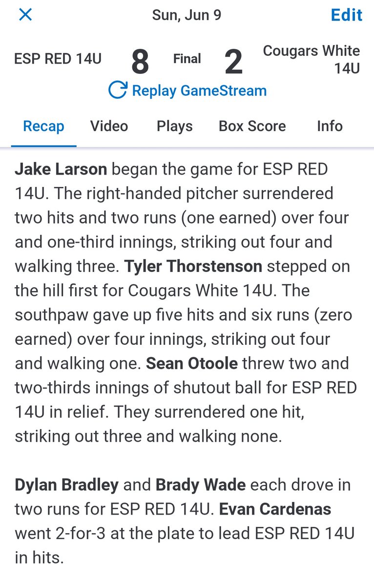 ESPred2028's tweet photo. 🏆⚾️Championship Victory⚾️🏆
ESP Red 8
Cougars White 2

Went undefeated over the weekend to win the Bases Loaded Tourny in Woodstock!

Jake Larson/Sean Otoole pitched great! Dylan/Brady 2 RBI each. Whole team played great all weekend! More posts coming
#esptrained #espred2028 https://t.co/pUpF0ZARDJ