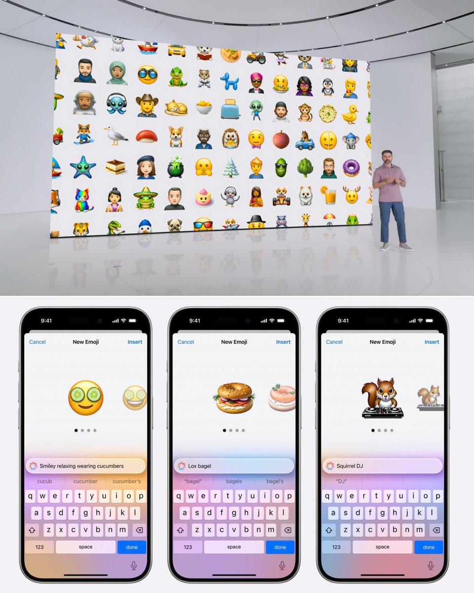 PopCrave's tweet photo. Genmoji will allow users to create custom AI generated emojis. 

What new emojis will you be creating? https://t.co/1AlONi0WtR