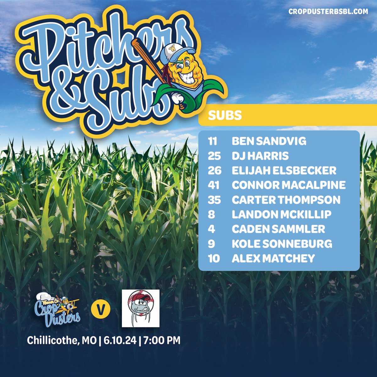WarrenCoDusters's tweet image. Crop Dusters travel to take on the Chillicothe Mudcats⚾ Check out our starting lineup and subs for the game tonight🔥 #cropdusters #getdusted