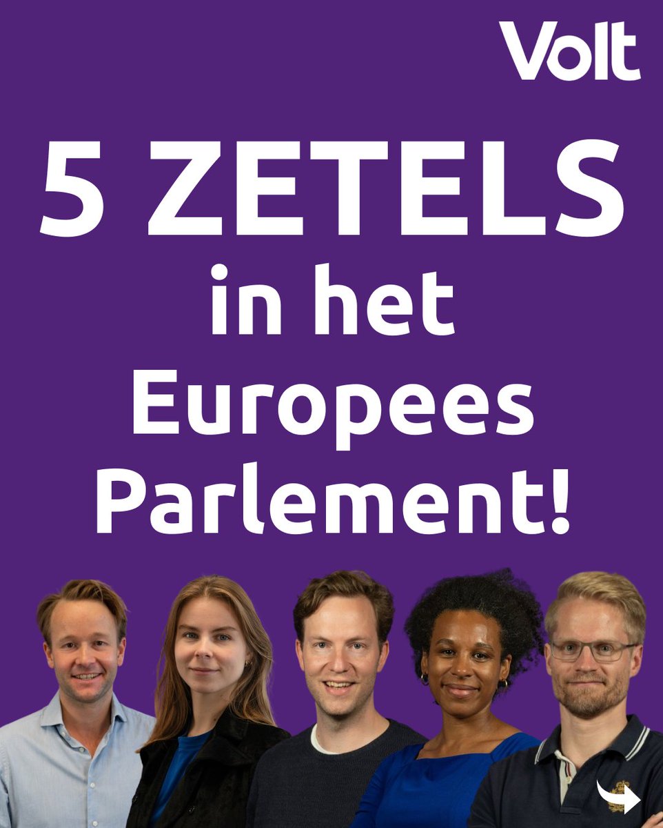 Bedankt voor de campagne! 🙏

Jammer genoeg geen zetels in België, maar wel 2️⃣ Europese zetels voor NL en 3️⃣ zetels voor DE. 🥳
Dat zijn 5️⃣ zetels die ALLE Volt-kiezers in heel Europa vertegenwoordigen!

Tegelijkertijd heeft Volt Roemenië 9️⃣ lokale gemeenteraadsleden erbij!
