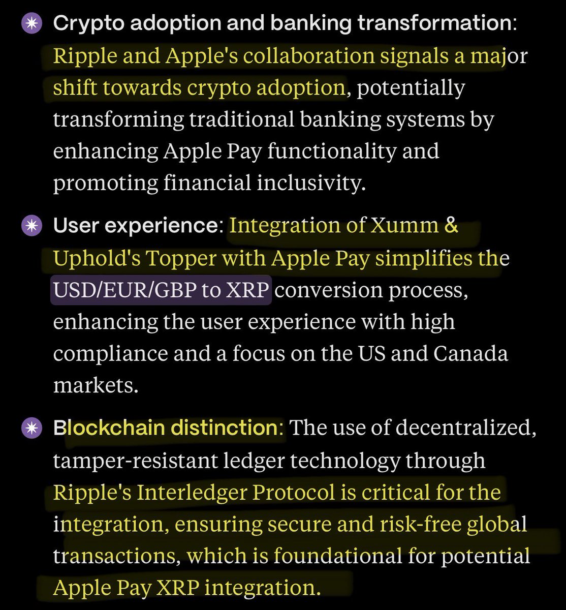 SMQKEDQG's tweet photo. “Ripple and Apple’s collaboration signals a MAJOR SHIFT TOWARDS CRYPTO ADOPTION”✅

XUMM + APPLE PAY INTEGRATION 🧩

Ripple’s Interledger Protocol is critical for ensuring the success of Apple Pay XRP Integration 🔑 https://t.co/0Wsv8wB6aG