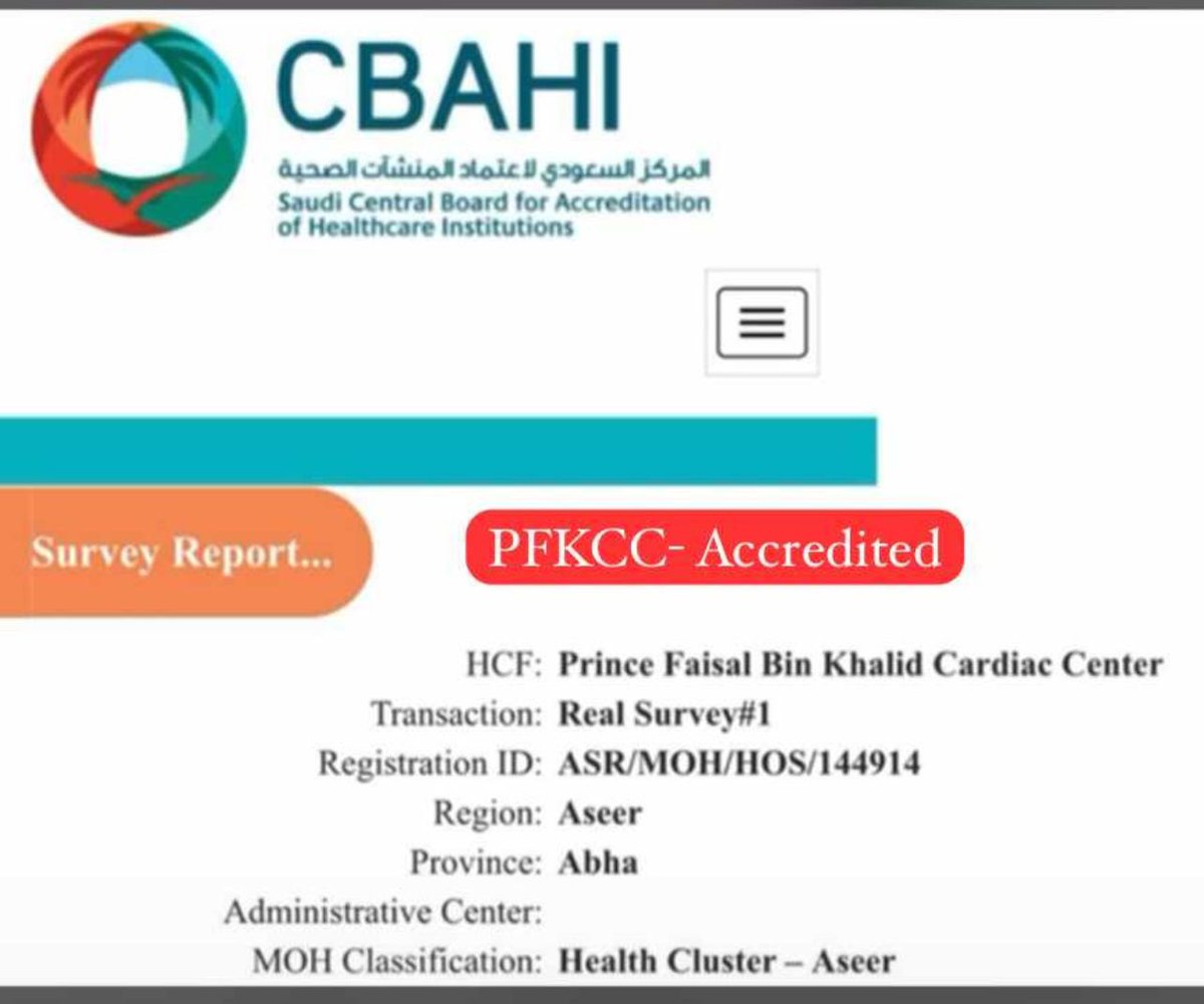 WafaIbrahim2022's tweet photo. يطيب لي أن أتقدم لسعادة المشرف العام ب PFKCC وجميع الكادر الصحي والطبي والإداريين بأحر التهاني وأصدق التبريكات بمناسبة حصول مركز القلب على اعتماد CBAHI.هذا الإنجاز العظيم يعكس التفاني و��لجهود المستمرة المبذولة لضمان تقديم أعلى مستويات الجودة في الرعاية الصحية.أدام الله النجاحات . https://t.co/20XOAtAZYH