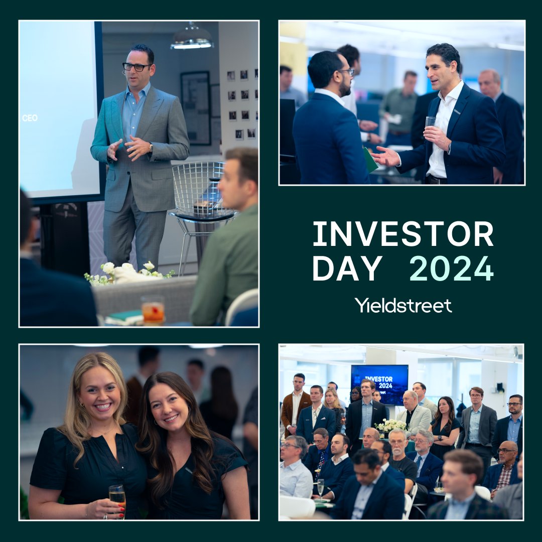 Yieldstreet (@yieldstreet) on Twitter photo Last month, Yieldstreet welcomed our investors to our New York headquarters for Investor Day. There’s nothing we enjoy more than meeting our valued investors face-to-face, hearing their feedback and celebrating our wins together. Last month, Yieldstreet welcomed our investors to our New York headquarters for Investor Day. There’s nothing we enjoy more than meeting our valued investors face-to-face, hearing their feedback and celebrating our wins together.