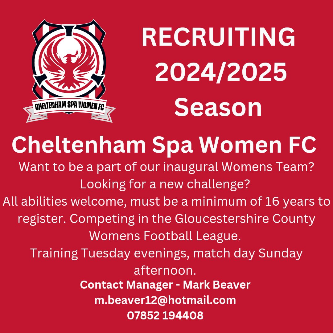 DonnaBeaver21's tweet photo. Twitter friends, do your thing &amp; please retweet!! @CheltSpaWFC are looking for a few additional players for next season! If interested message Mark, details on the flyer ⬇️ #cheltspawfc #womensfootball https://t.co/NIsJJvSiTA
