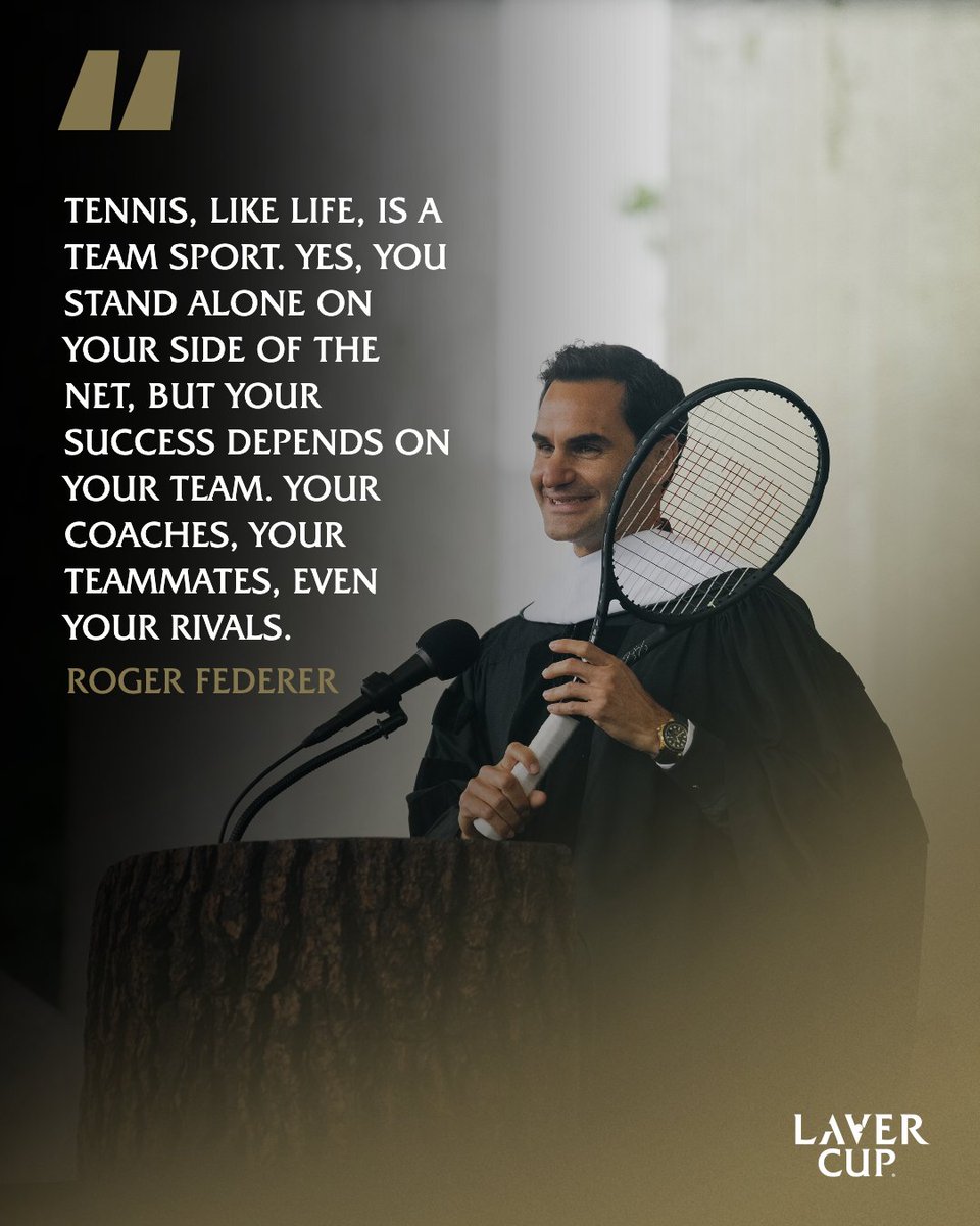 LaverCup's tweet photo. Roger Federer delivers an inspiring commencement speech to the graduating class at Dartmouth, drawing on a lifetime of lessons learned on court. 

📷: Eli Burakian https://t.co/rQuGtmHaI8