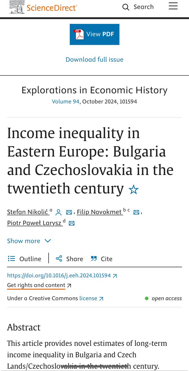 🚨 New Publication Alert! 🚨

We analyse long-term income inequality in Bulgaria and Czechoslovakia. Using new data, we show that pre-1945, Czechoslovakia was more unequal, but inequality levels converged under socialism. 📊 #EconomicHistory #Inequality 

doi.org/10.1016/j.eeh.…